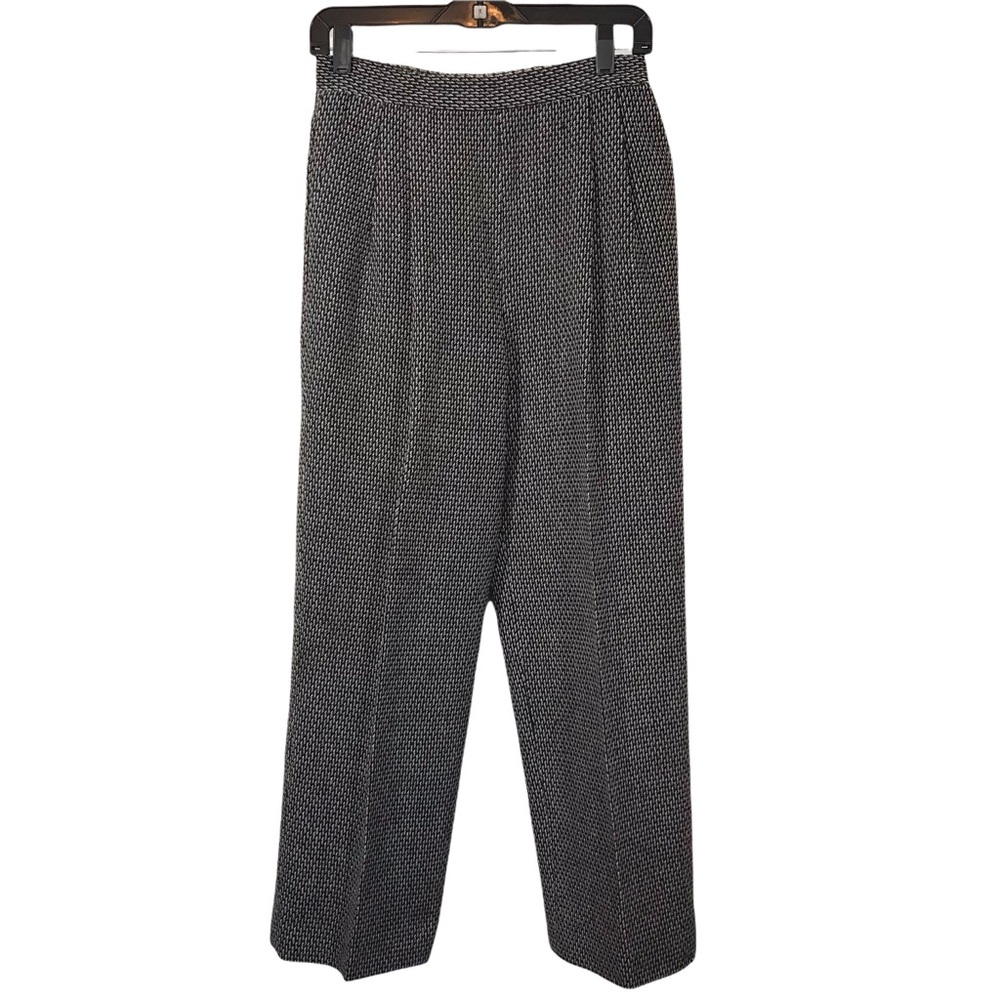 Christian Dior Black White High Waist Pleated Front Wool Trouser Pants 10